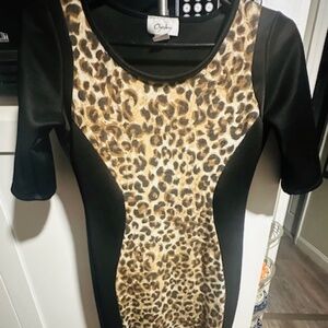 Leopard Black Sheen Chesley Dress Size (S)